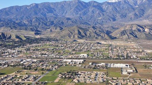 An aerial view of the town of Banning which lies at the base of Mount San Gorgonio in southern California.