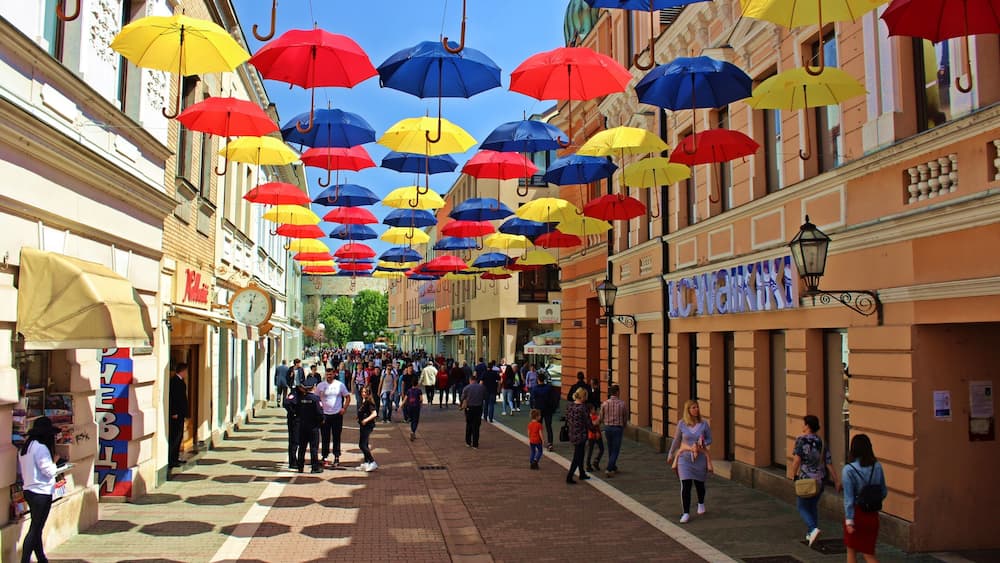 Colorful umbrellas in Banja LUka pedestrian zone as decoration for the City Day
#Trovember