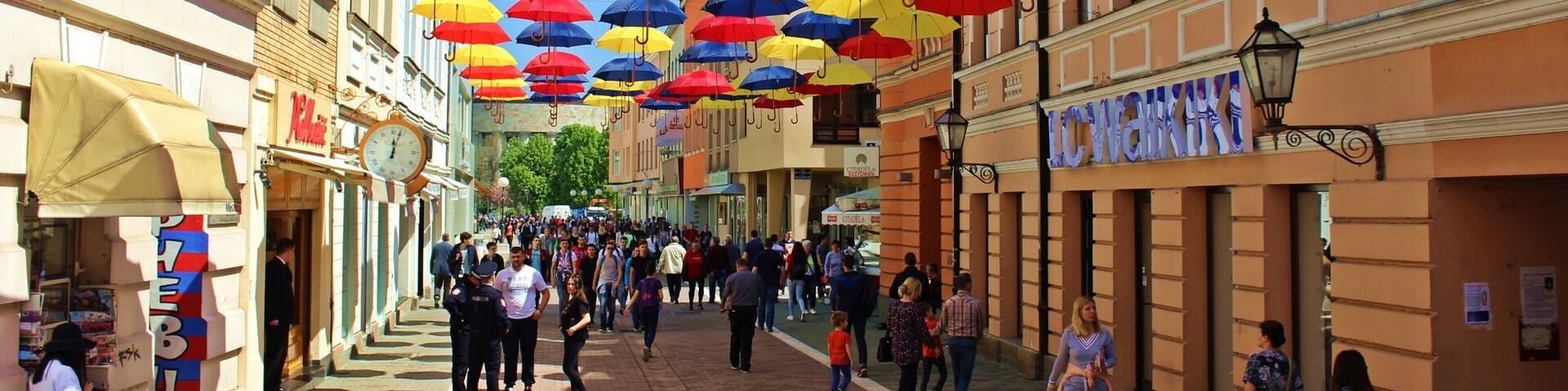 Colorful umbrellas in Banja LUka pedestrian zone as decoration for the City Day
#Trovember