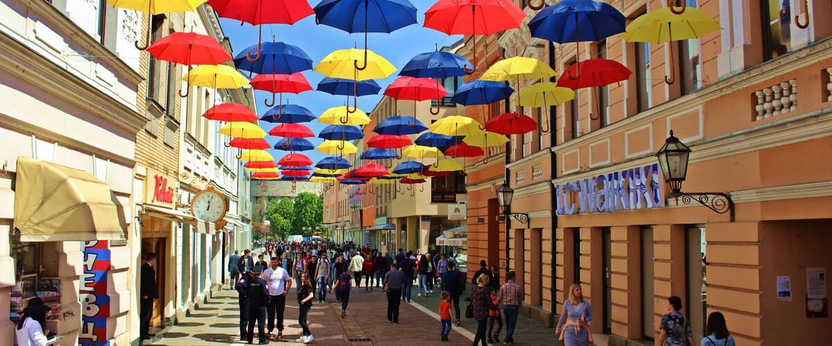 Colorful umbrellas in Banja LUka pedestrian zone as decoration for the City Day
#Trovember