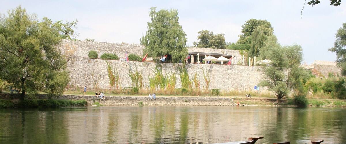 Traditional Banja Luka boat at the river Vrbas