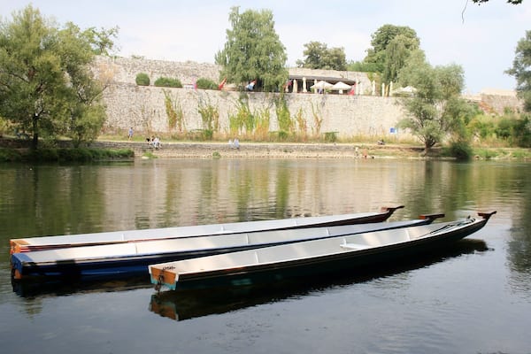 Traditional Banja Luka boat at the river Vrbas