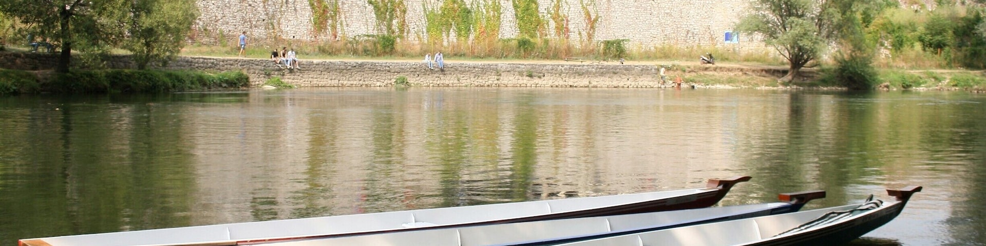 Traditional Banja Luka boat at the river Vrbas