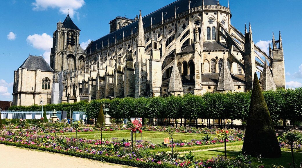 UNESCO-listed Cathédrale Saint-Etienne ranks among the most splendid of French cathedrals built in the 12th-13th centuries. The ornate west front, flanked by massive towers, has five doorways with rich sculptural decoration and an exquisite 14th-century rose window. The cathedral is entered through the Romanesque south doorway, over which is a figure of Christ in Majesty, surrounded by the symbols of the four Evangelists. The interior stuns visitors with its gorgeous sanctuary illuminated by 13th-century stained-glass windows. In a chapel near the choir are interesting 15th-century kneeling figures of the Duc Jean de Berry and his wife. Tourists can also climb to the top of the north tower to take in spectacular views.