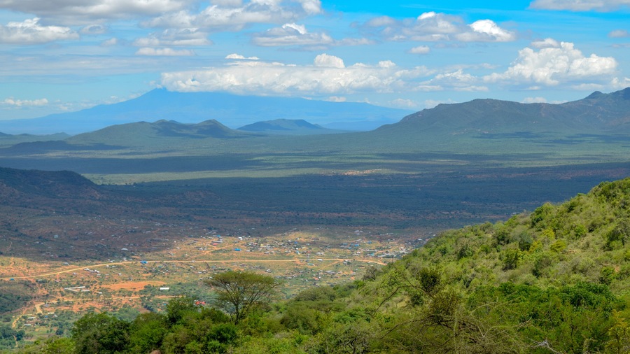 Mount Kilimanjaro seen from Namanga Town, Kenya