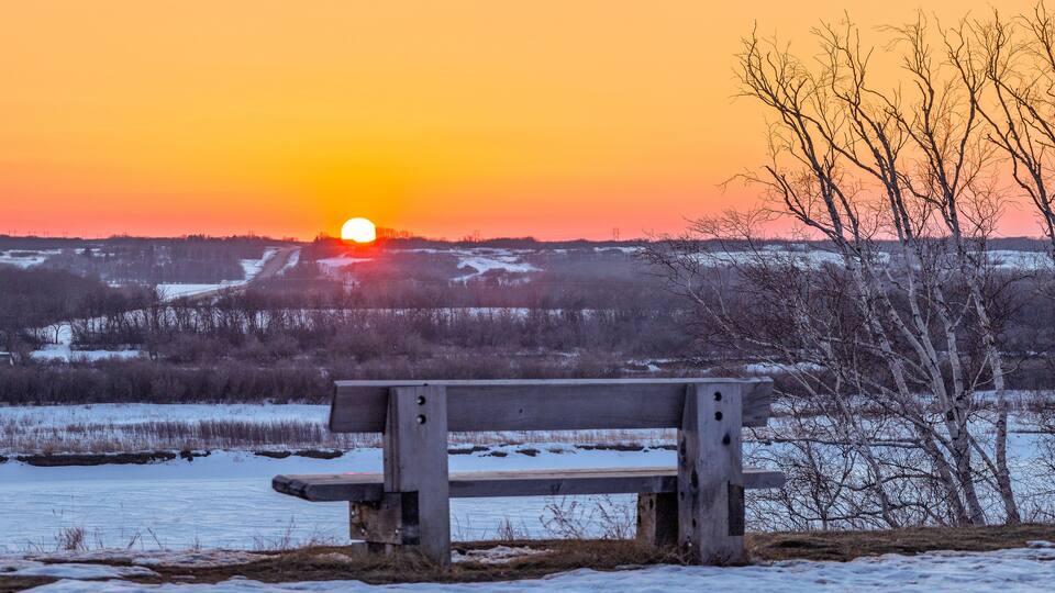 Perfect place to contemplate sunset at Chief Whitecap Park near Saskatoon, Canada