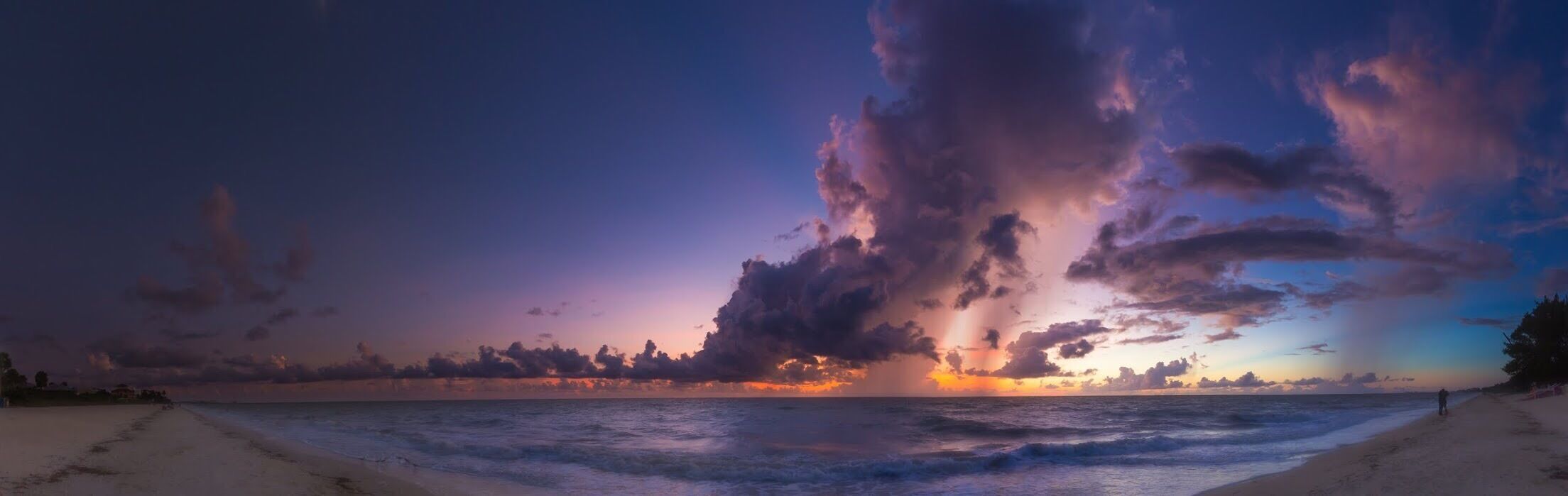 Sunset at Bonita Beach as a storm rolls in.  #beachtips #BVSblue