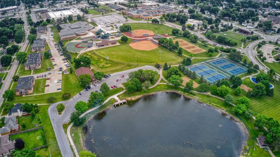 Aerial View of the Des Moine Suburb of Ankeny, Iowa