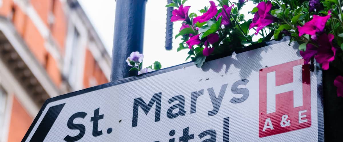 Sign for St. Mary's Hospital, London