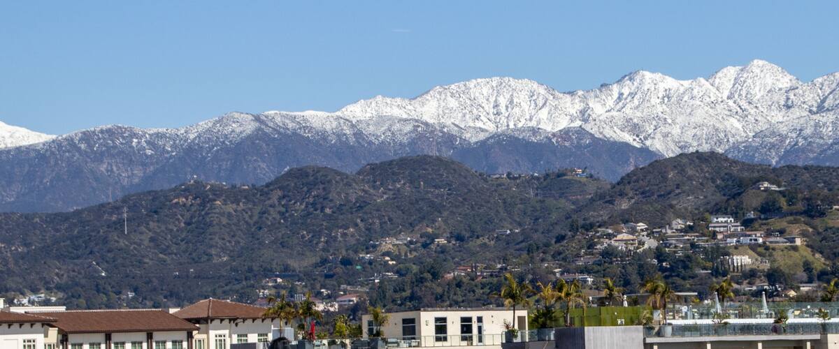 Snowy Mountaintops in California, San Gabriel Mountains & Valley