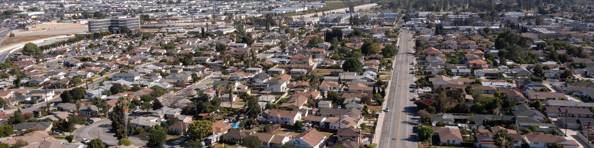 Daytime aerial city view of Rosemead, California, USA.