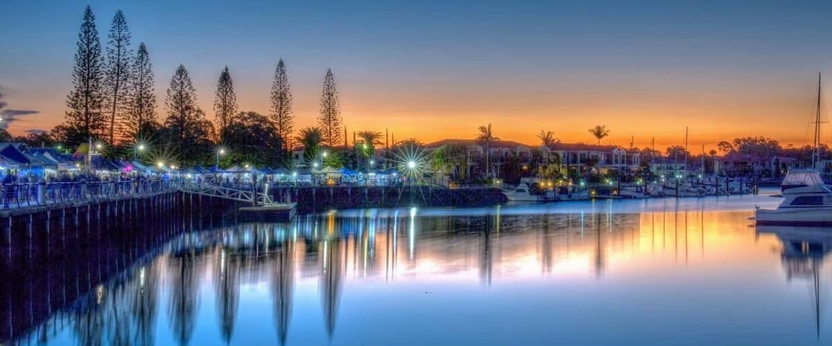 Raby Bay Marina is a great spot for a sunset. If the markets are on the vibe and atmosphere is great.  There are lots of eating spots and a boardwalk around the marina. It’s a great place to just sit and watch.