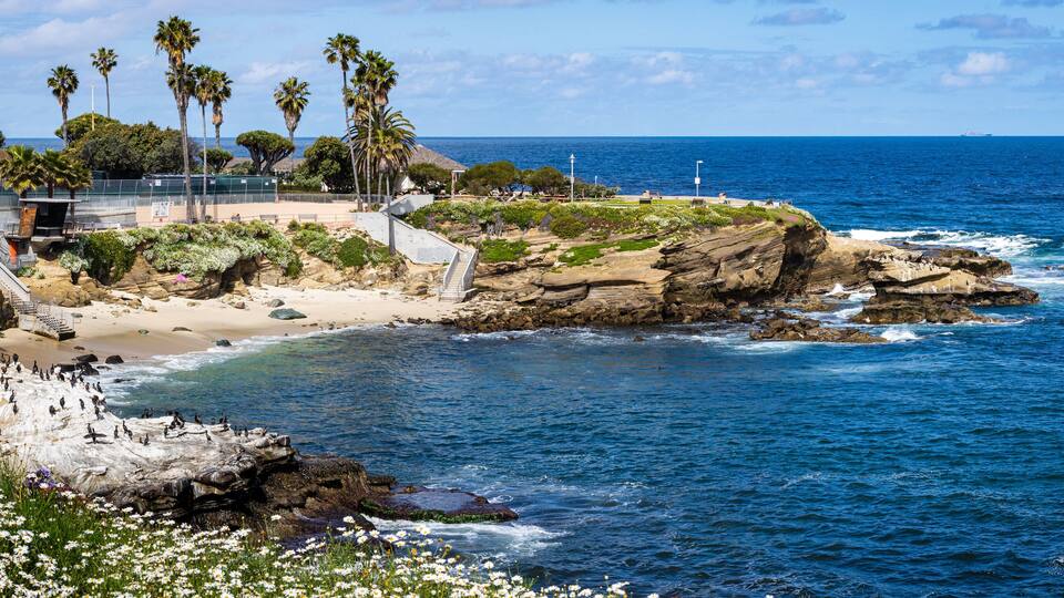 Empty beach at the La Jolla cove California, due to covid-19 pandemic