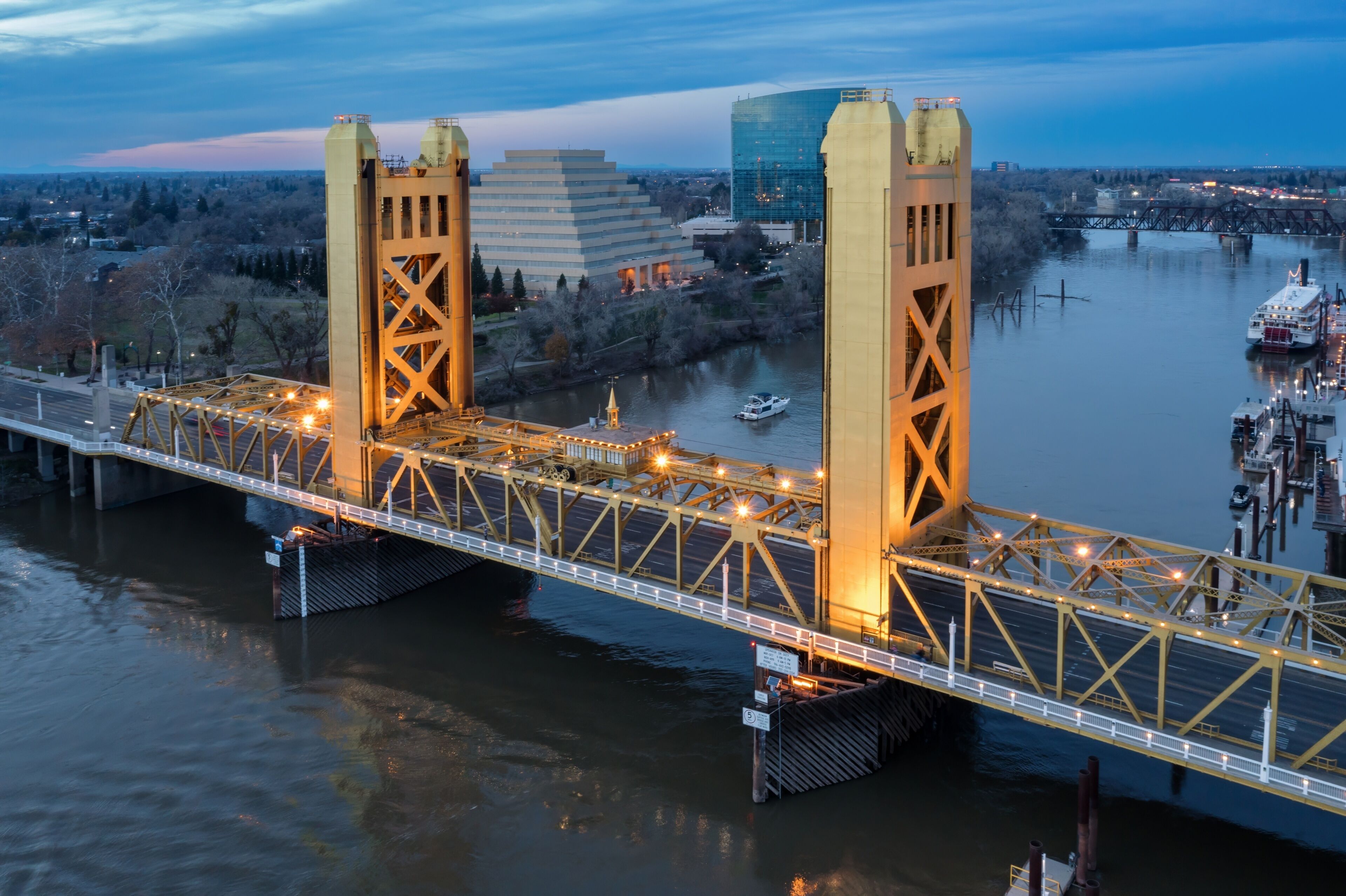 The Tower Bridge over the Sacramento River, West Sacramento, California, United States.