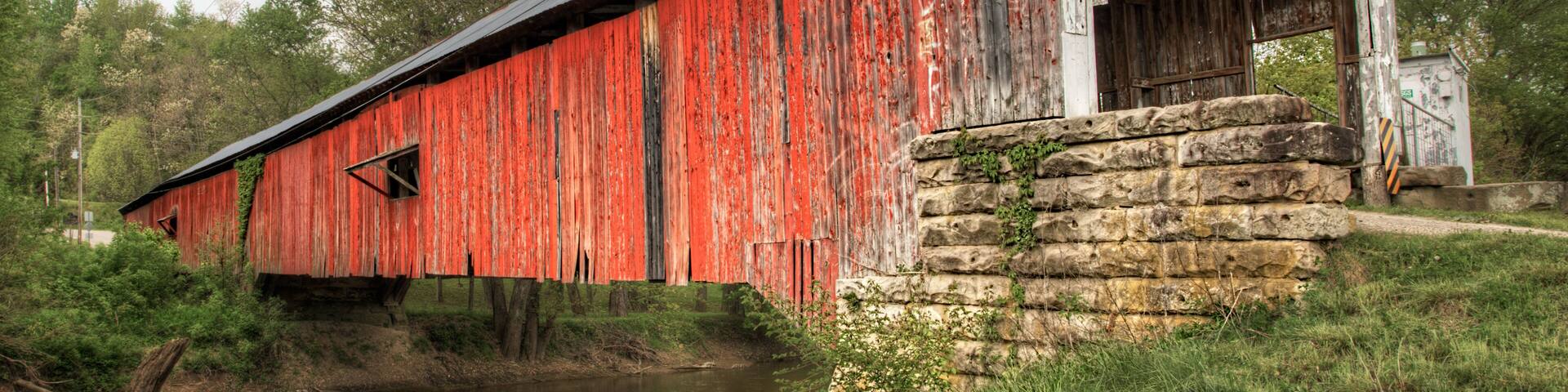 View of Roseville Covered Bridge in Indiana, United States