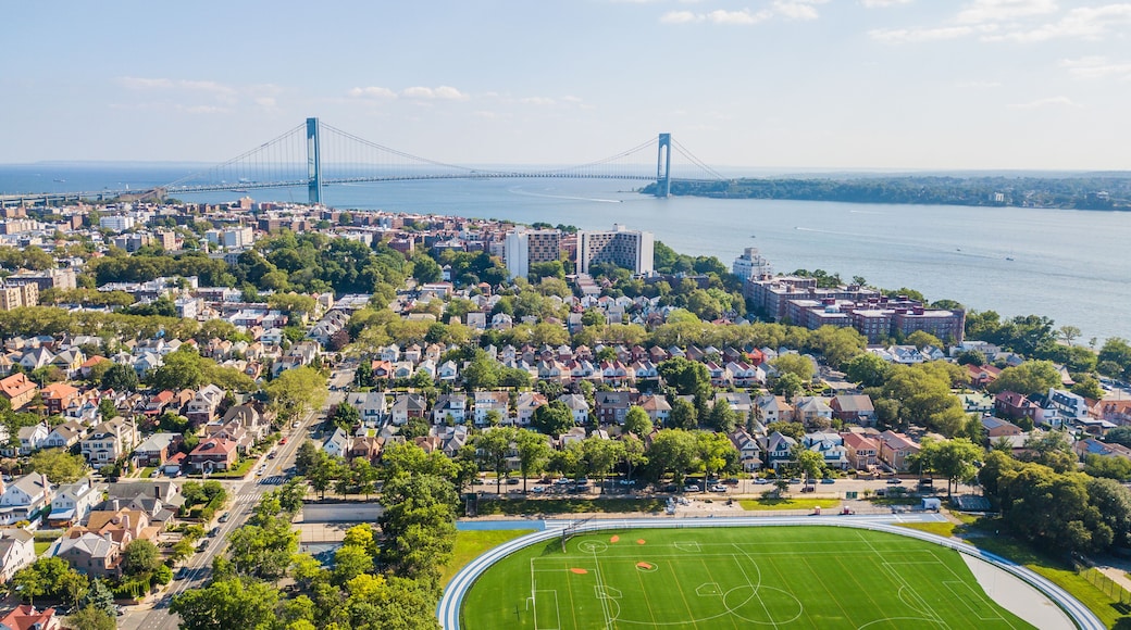 Aerial Drone Brooklyn New York Verrazano Bridge