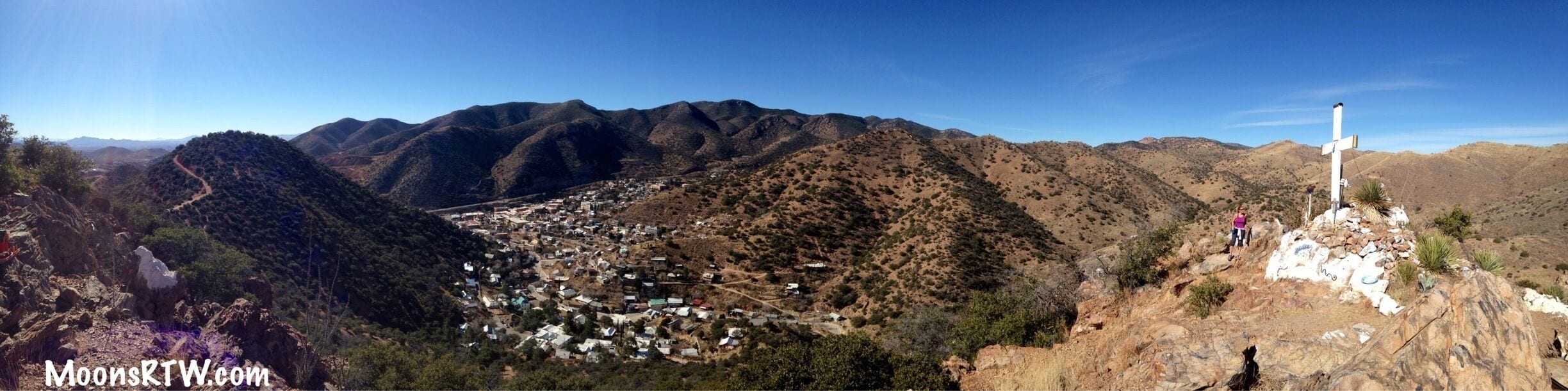 The view looking down on Old Bisbee. This is the hike to the famous Shrine on the hill. There is a long history about the Shrine and how it was built and dedicated to a family member who was terminally ill. Since then there are a few other shrines that have been built for all religions. This is a fairly easy hike(45-60mins), but be sure to have water as the elements can get you in AZ even during this time of year. The rocks can also be loose so have good hiking shoes. 