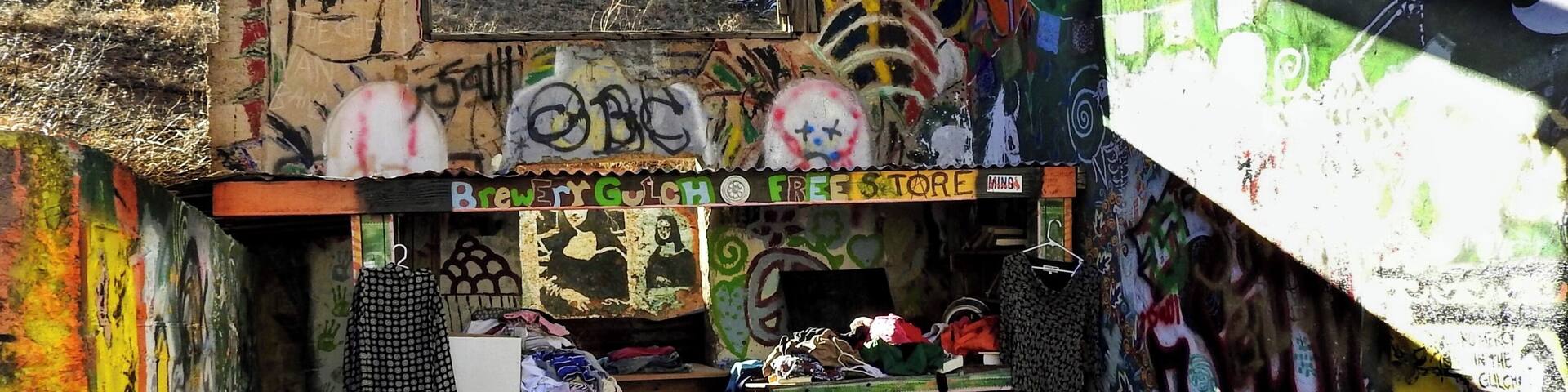 The Brewery Gulch Free Store is a place for the people of Bisbee, Arizona, to leave unwanted but useful items for others to take freely. (January 2016)