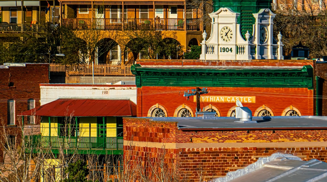 Church & courthouse steeples in Downtown Mining town of Bisbee Arizona.