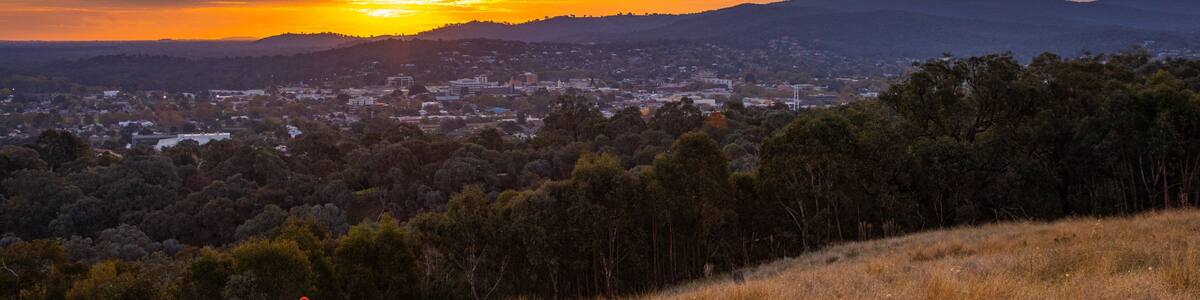 Albury showing a sunset, landscape views and tranquil scenes