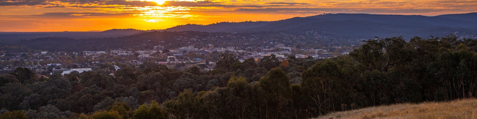 Albury showing a sunset, landscape views and tranquil scenes