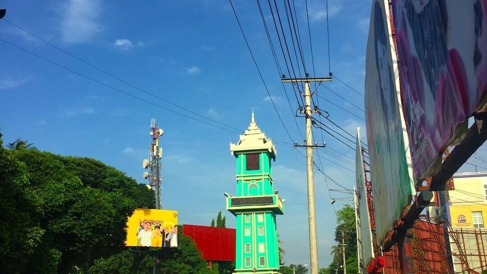 The clock tower with the circle way as middle of town ,