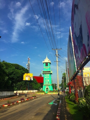 The clock tower with the circle way as middle of town ,