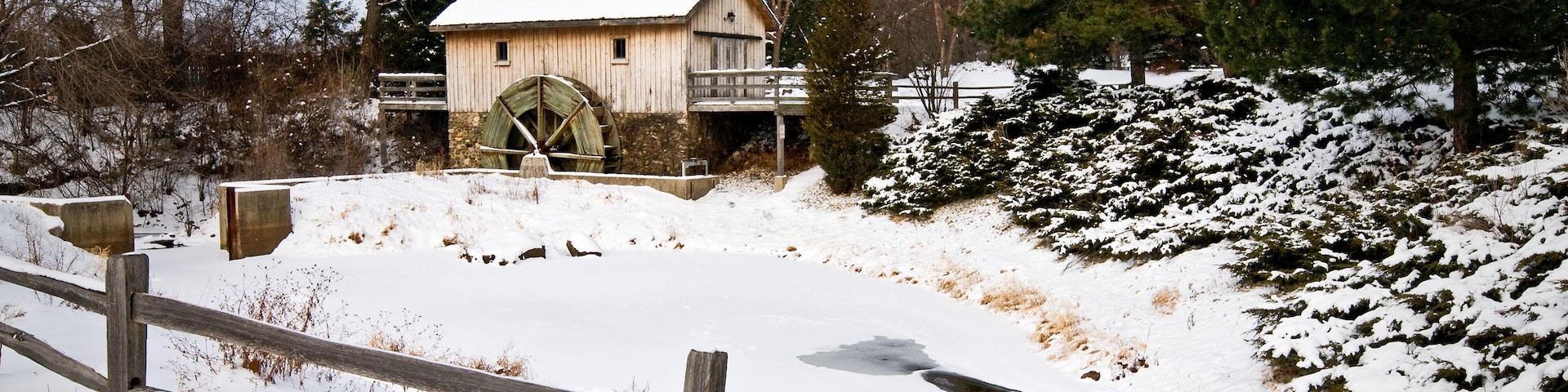 A replica of the 1839 Hiram Buttrick Mill, located on the Sequoit Creek in Antioch, IL.