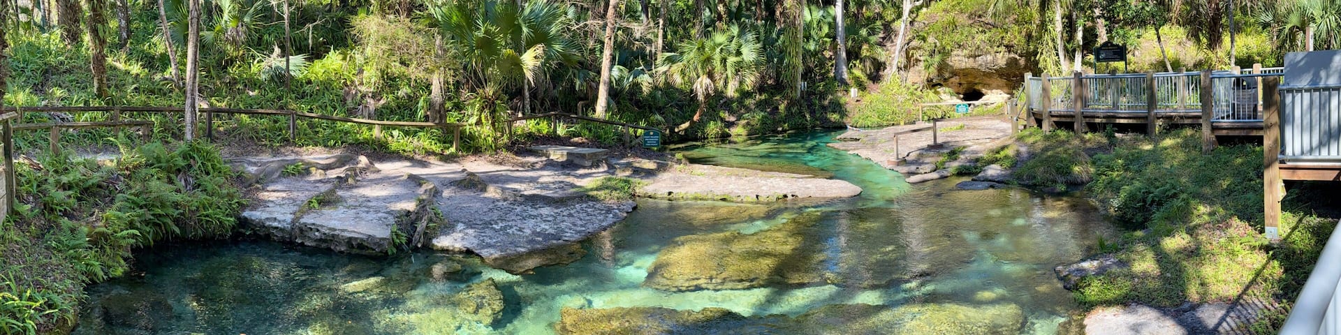 Clear water from the natural freshwater spring at Kelly Rock Springs Park in Apopka, Florida just north of Orlando.