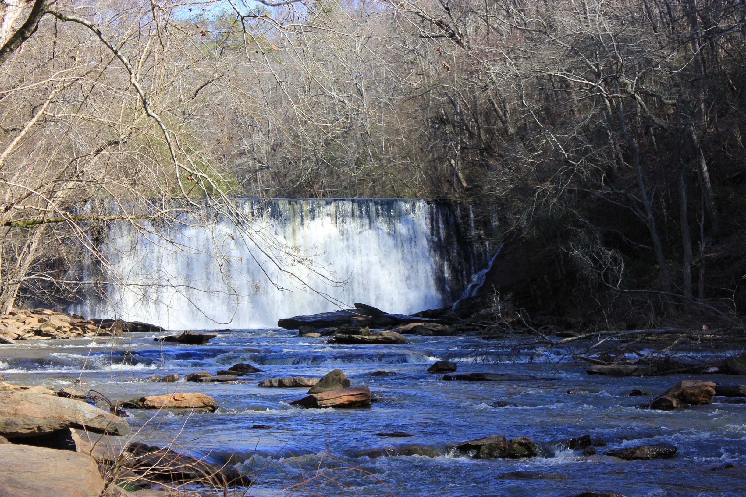 Vickery Creek falls at the site of the old Roswell mill.    Several walking trails in the area and remnants of the old mill make this a great area to explore.  