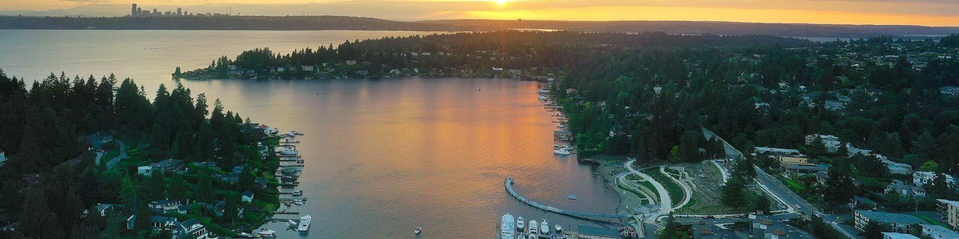 Sunset over Meydenbauer Bay in Bellevue Washington