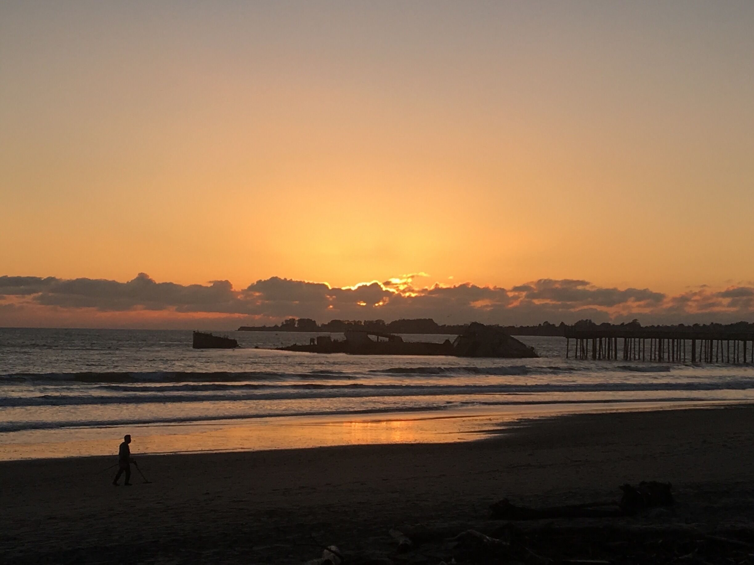 Seacliff is a California State Beach located off Highway 1 in the town of Aptos about 5 miles south of Santa Cruz, on State Park Drive. The beach is most known for the concrete ship SS Palo Alto lying in the water. After the recent storms the ship broke in half and it's sinking. 
#Beachbound