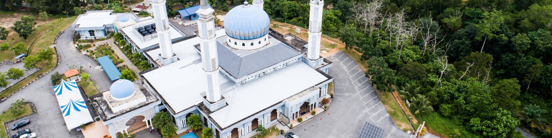 Aerial view of Al Fateh Mosque Serdang, Kedah, Malaysia.