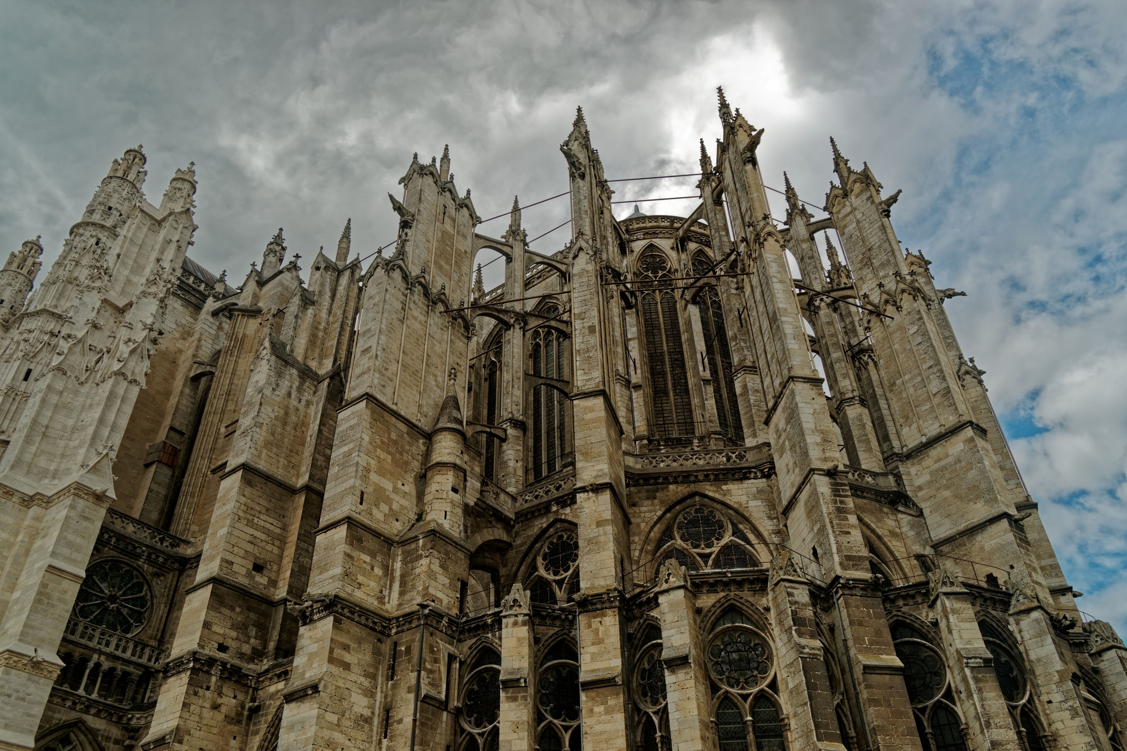 A Gothic cathedral with intricate stonework and pointed arches.
