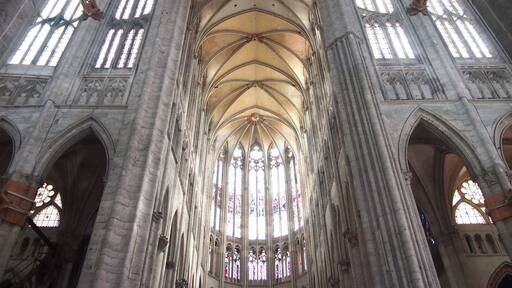 The airy gothic interior of S. Peter's Cathedral in Beauvais