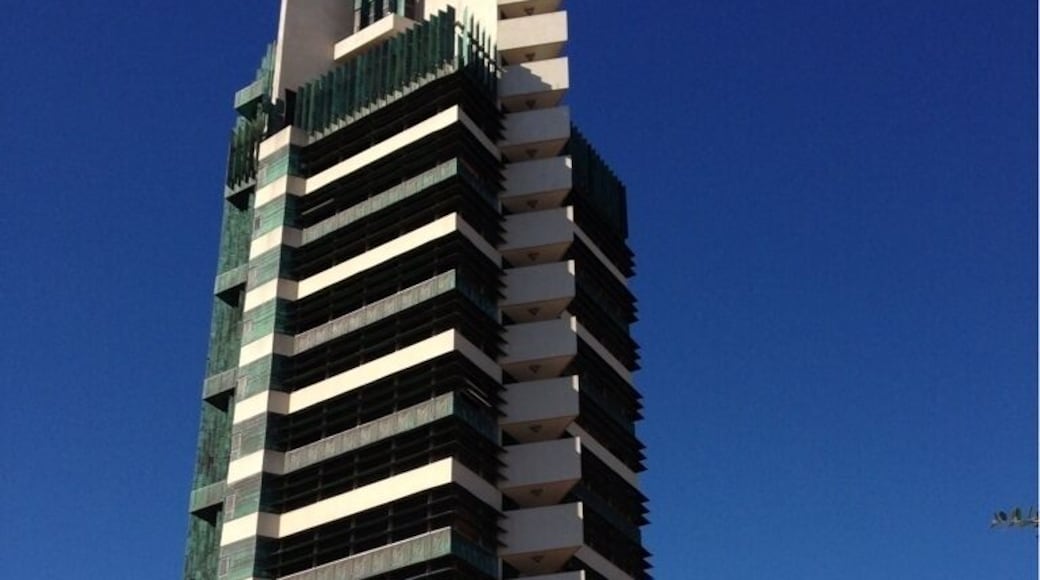 The only Frank Lloyd Wright skyscraper design ever realized, the Price Tower, a 19-story building housing a mix of apartments, offices, and the HQ of the Price Company, was completed in 1956. Today, it's an Inn, a few offices, and a historical site/museum/tour.