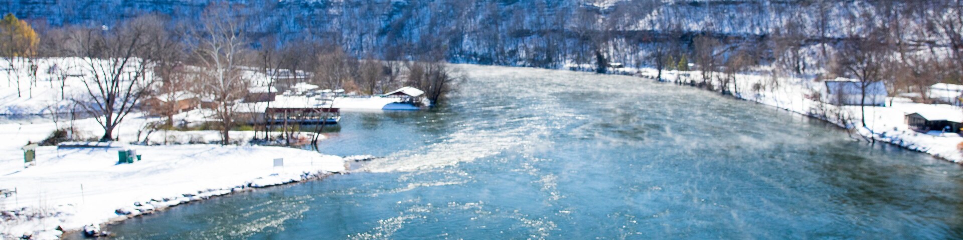 White River at Cotter under Winter Snow