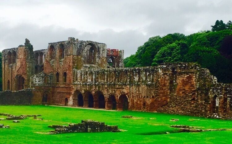 Ruined abbey with watch mans dwelling