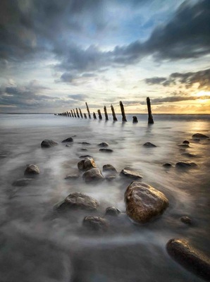 Sunset at South Walney Groyne.