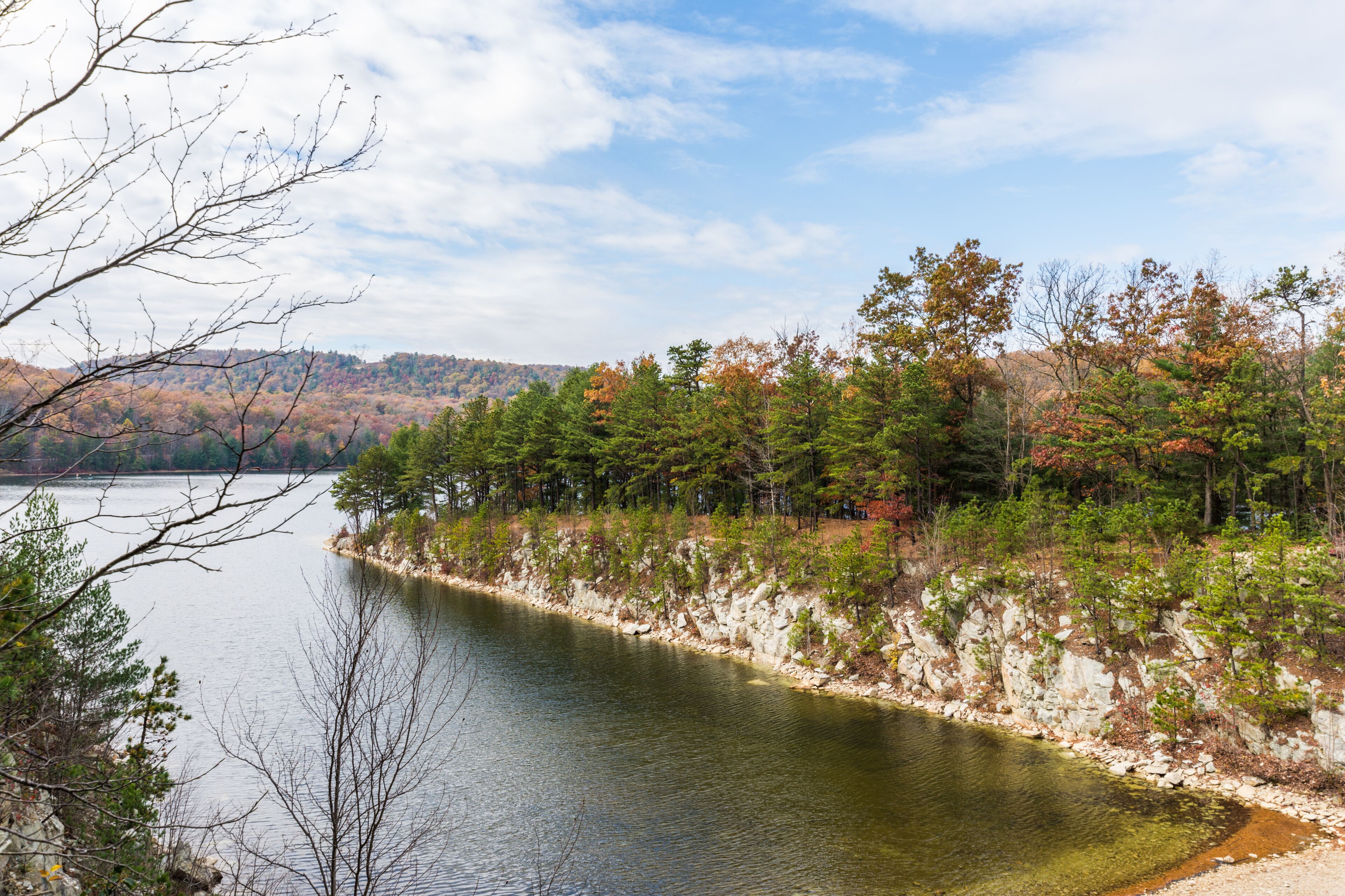 Autumn Time in Long pine reservoir in Michaux State Forest in Pennsylvania