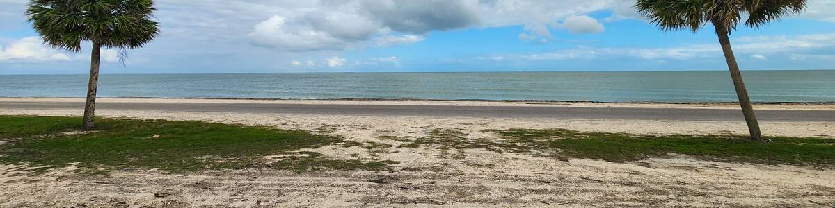 A scenic view of Indianola Beach in Port Lavaca, Texas.