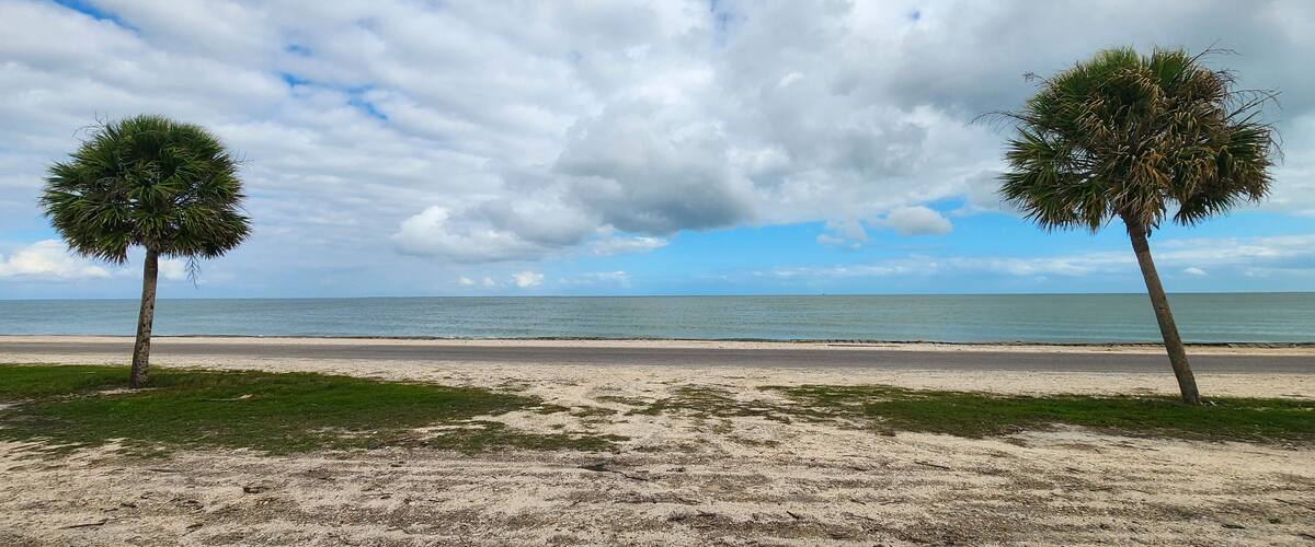 A scenic view of Indianola Beach in Port Lavaca, Texas.
