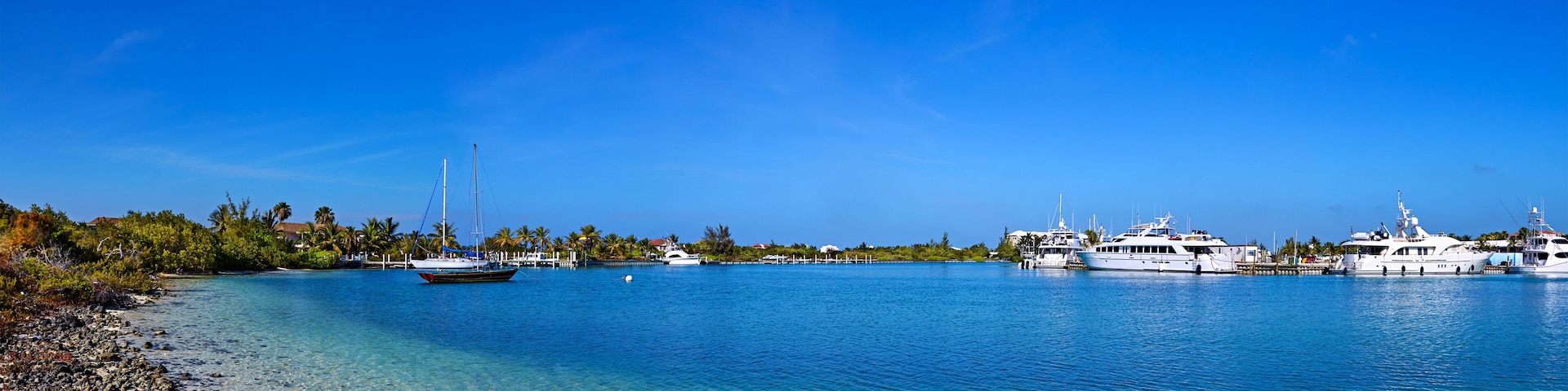 Protected and calm waters of Turtle Cove Marina, Providenciales, Turks and Caicos Islands