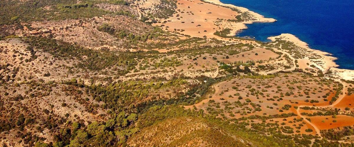 If you park at Aphrodite baths and follow the walking trail it will take you to this spot height that looks over the akamas peninsular national park. Half way down you can see the blue lagoon!