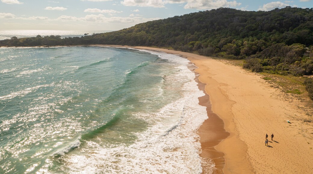 Red Rock Walking Trail featuring a sunset, general coastal views and a beach