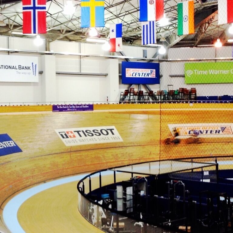 Wander into the building next to lot 16 and you just might see some cyclists zipping around in this indoor velodrome.  I walked in next mr spandex who's thighs were the diameter of my waist.  