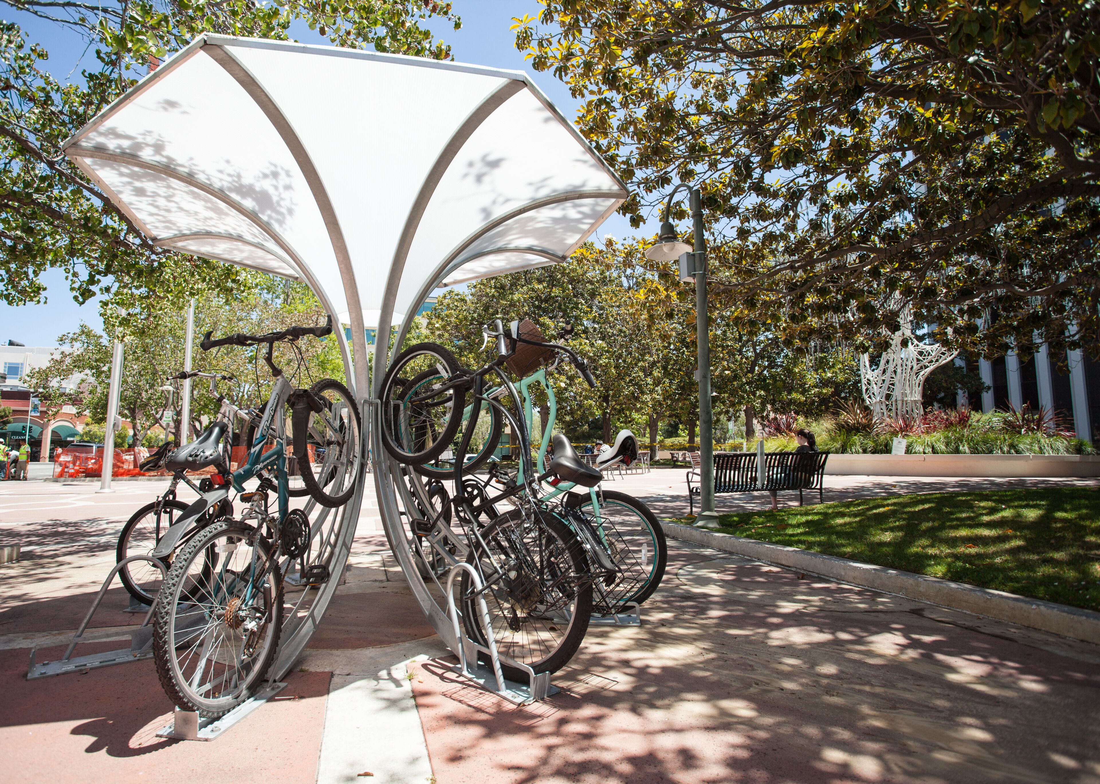 Whimsical bicycle station in Palo Alto, San Fransisco Bay aeria,