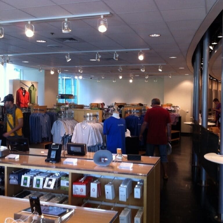 The Company Store-Apple. Although they don't sell computers, this is the only location in the world where you can buy t-shirts, sweatshirts, coffee mugs etc...with an Apple logo on it. I'm leavings with lots of gifts. 