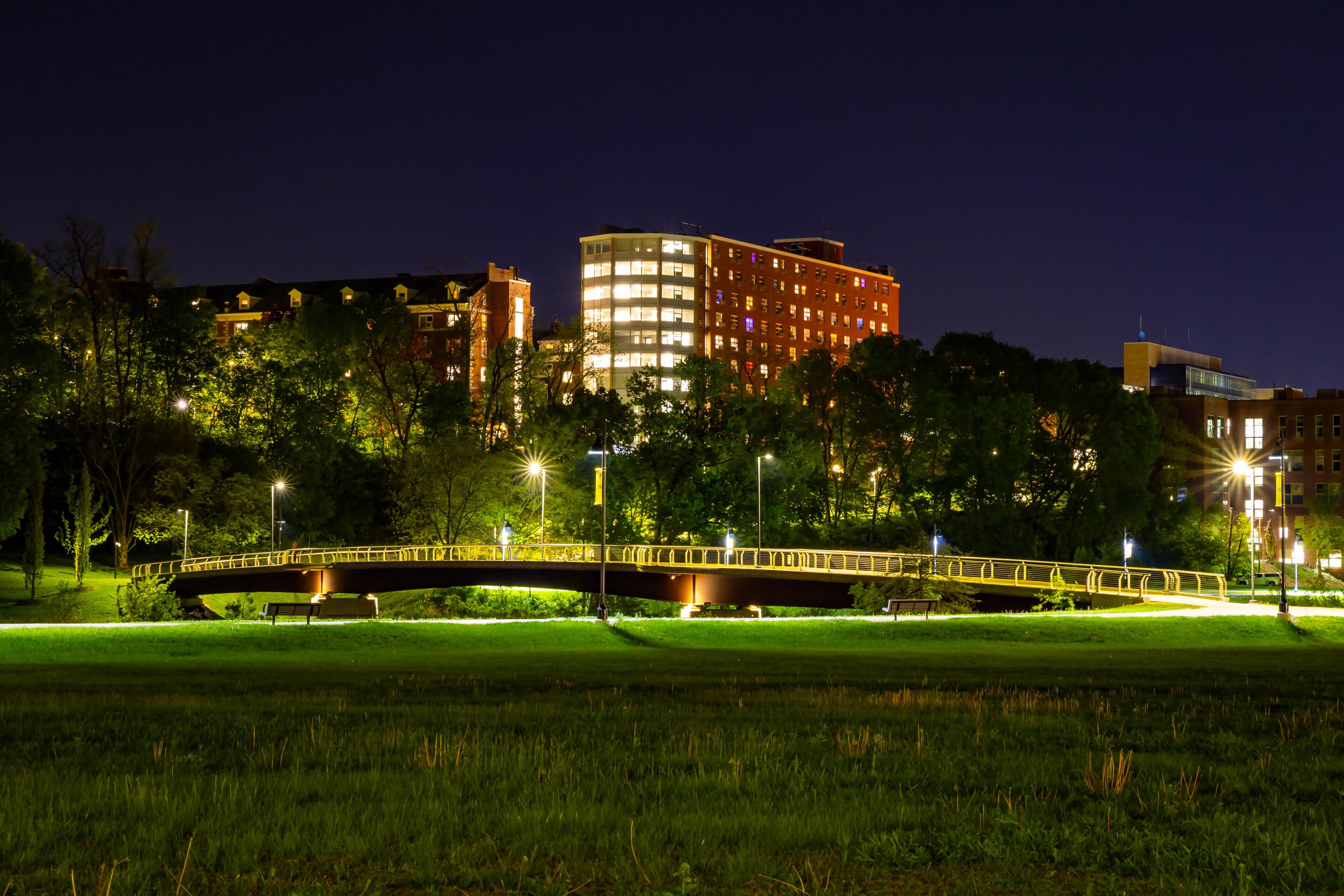 Illuminated Bridge Iowa City Neighborhood