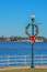 Christmas Wreath hanging from a light post in Union Point Park, New Bern, Craven County, North Carolina